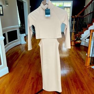 Topshop BRAND NEW Light Pink Bodycon Midi Dress Size 2